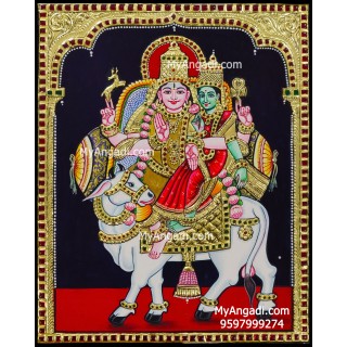 Pradosha Shivan Parvathi Tanjore Painting