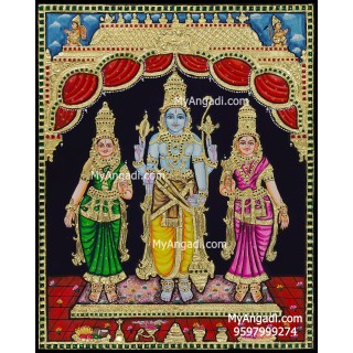 Vishnu Sri Devi Bhoo Devi Tanjore Painting