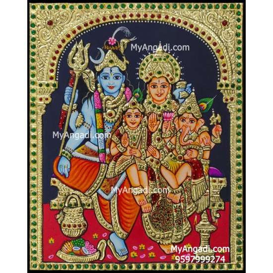 Shiva Family Tanjore Painting Shiva Family Tanjore Painting