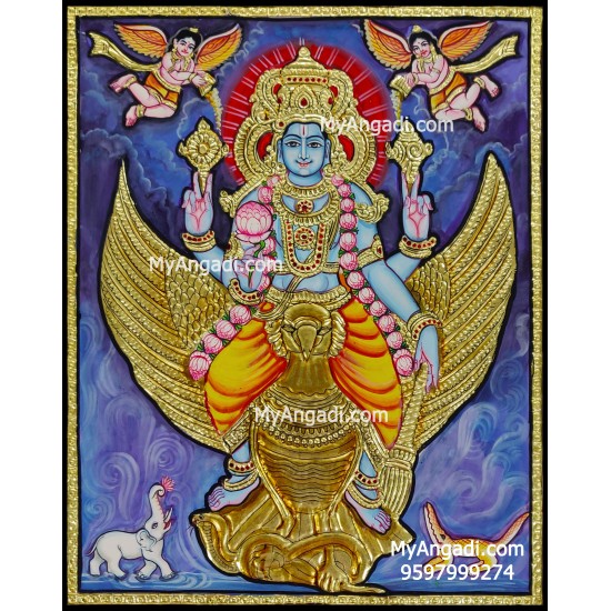 Vishnu in Garudan Tanjore Painting Vishnu in Garudan Tanjore Painting