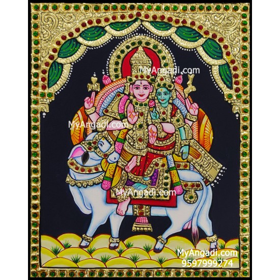 Pradosha Sivan Paravathi Tanjore Painting Pradosha Sivan Paravathi Tanjore Painting