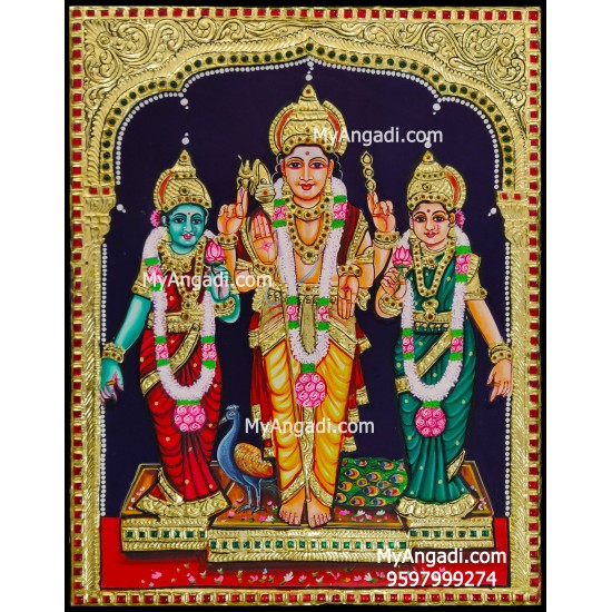 Murugan Valli Deivanai Tanjore Painting Murugan Valli Deivanai Tanjore Painting