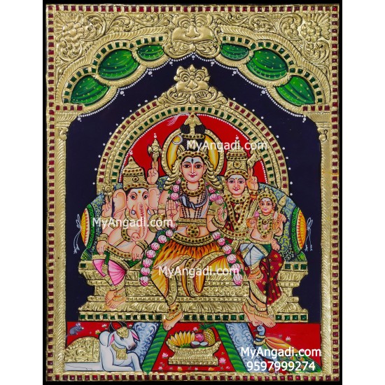 Shiva Family Tanjore Painting Shiva Family Tanjore Painting