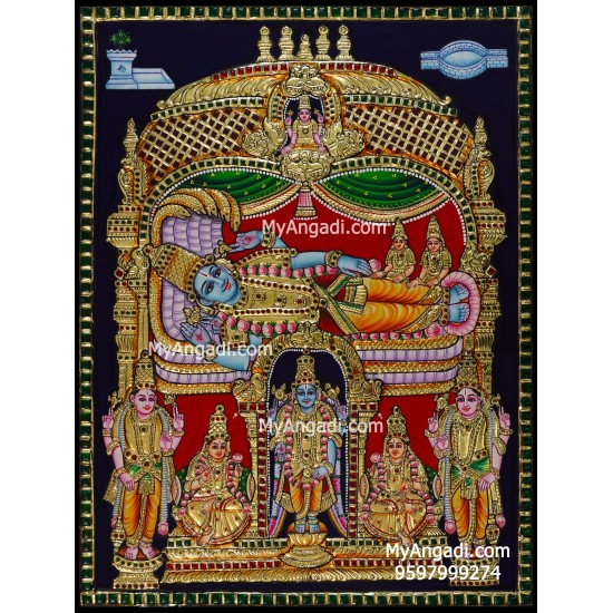 Vishnu with Sridevi Boodevi Tanjore Painting