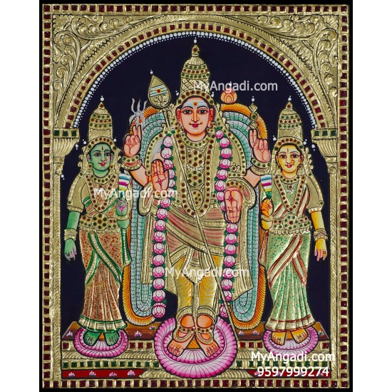 Murugan Valli Deivanai Tanjore Painting