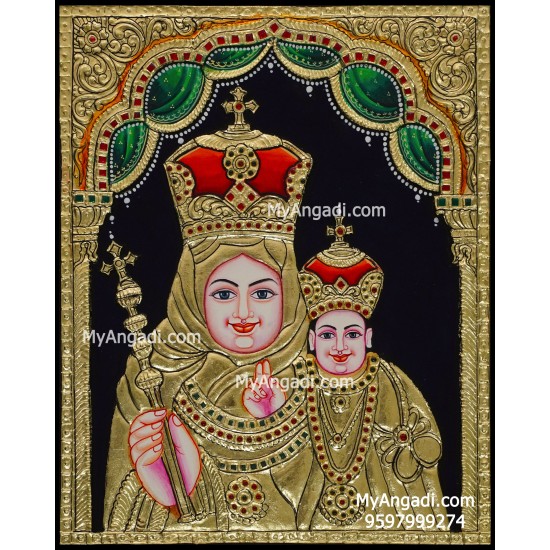 Mary With Infant Jesus Tanjore Painting