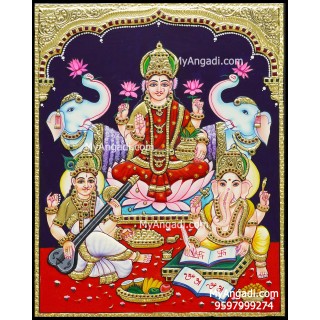 Lakshmi Ganesha Saraswathi Tanjore Painting