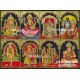 Ganesha, Balaji, Lakshmi, Shivan Parvathi, Saibaba, Lakshmi Narasimmar, Ram Sita, Hanuman - 8 Panel Tanjore Painting