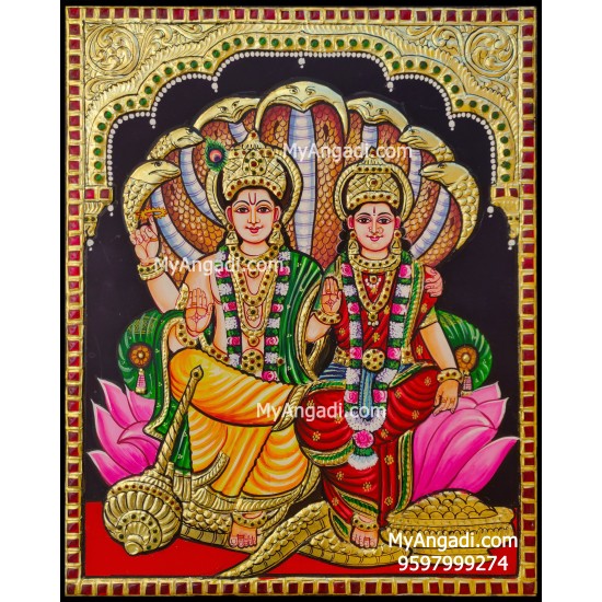 Vishnu and Lakshmi Tanjore Painting, Vishnu and Lakshmi Tanjore Painting