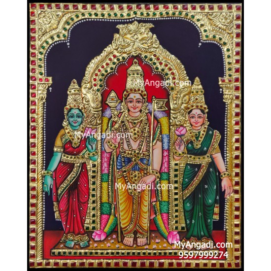 Murugan Valli Deivanai Tanjore Painting Murugan Valli Deivanai Tanjore Painting