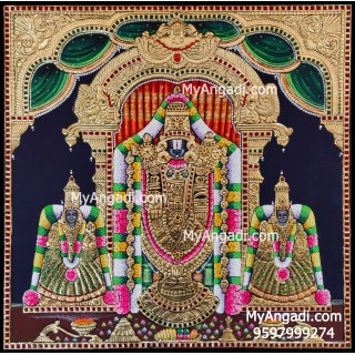Balaji Sridevi and Boodevi Tanjore Painting