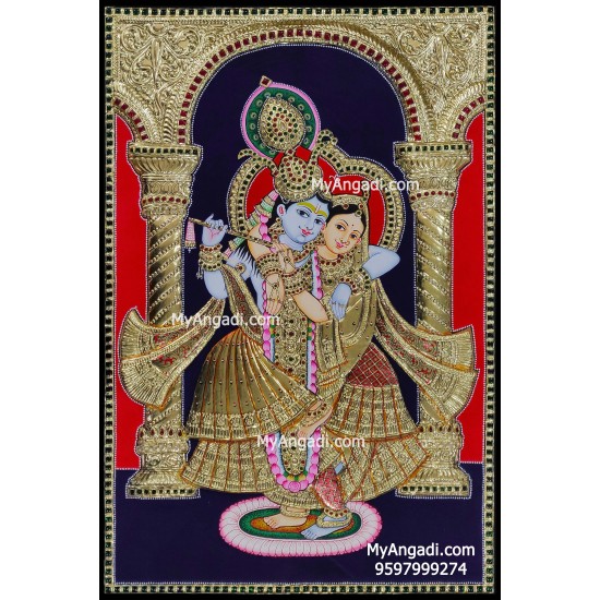 Radha Krishna Semi Embossed Tanjore Painting Radha Krishna Semi Embossed Tanjore Painting