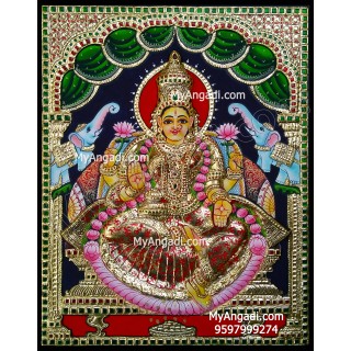 Gaja Lakshmi Double Emboss Tanjore Painting