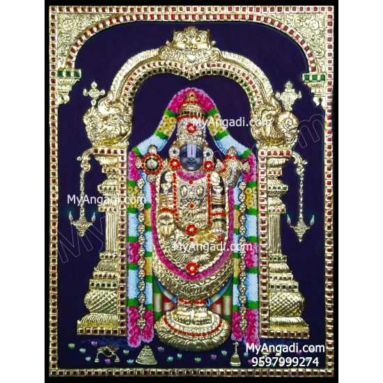 Thirupathi Balaji Double Emboss Tanjore Painting Thirupathi Balaji Double Emboss Tanjore Painting