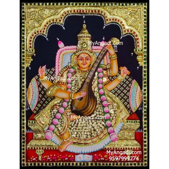 Saraswathi 3d Tanjore Painting