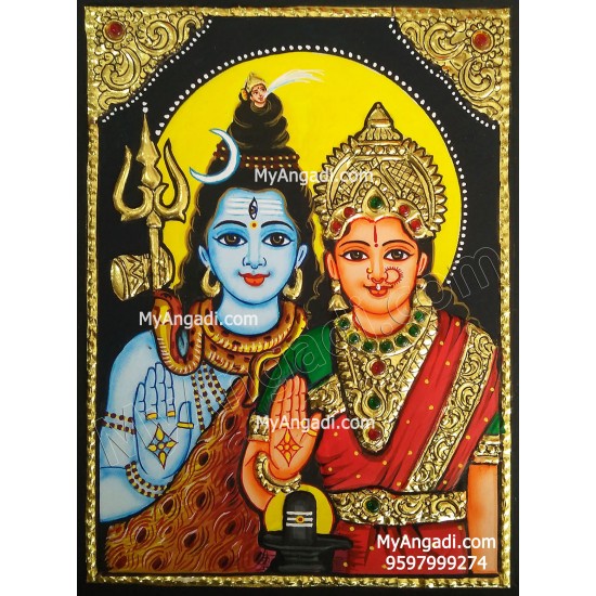 Sivan Parvathi Small Size Tanjore Painting Sivan Parvathi Small Size Tanjore Painting