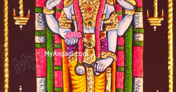 Guruvayurappan Tanjore Painting, Buy Guruvayurappan Tanjore Paintings,  Guruvayurappan Tanjore Painting Online