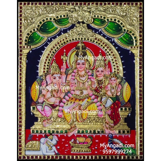 Shiva Family Tanjore Painting Shiva Family Tanjore Painting