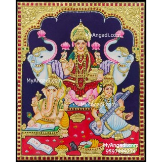 Lakshmi Ganesha Saraswathi Tanjore Painting