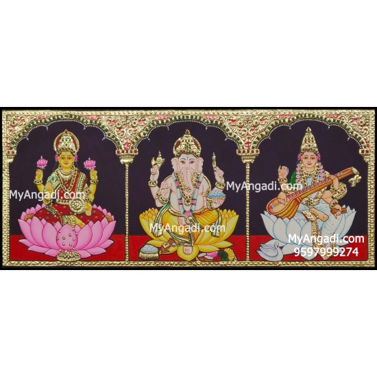 Ganesha Lakshmi Saraswathi Tanjore Painting