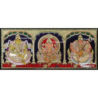 Ganesha Lakshmi Saraswathi Tanjore Painting