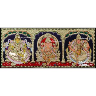 Ganesha Lakshmi Saraswathi Tanjore Painting