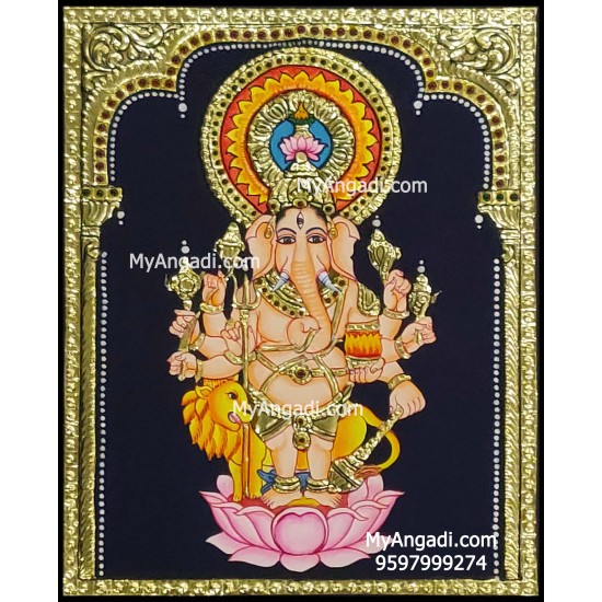 Kan Drishti Ganesha Tanjore Painting