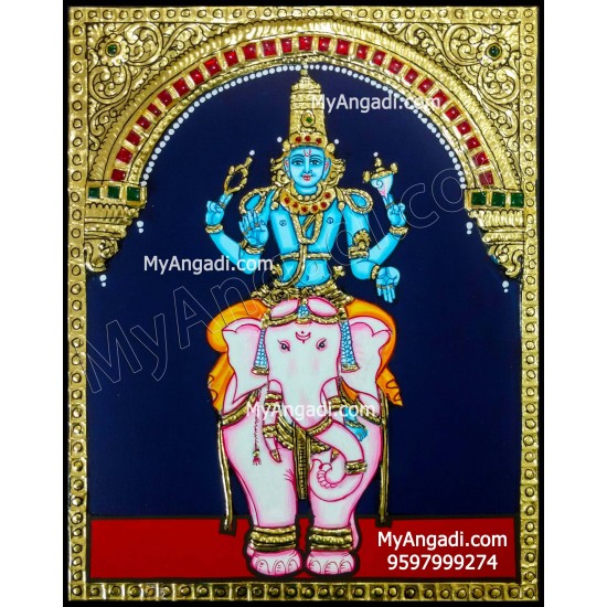 Brahmotsavam  Venkateshwara Gaja Vahanam Tanjore Paintings