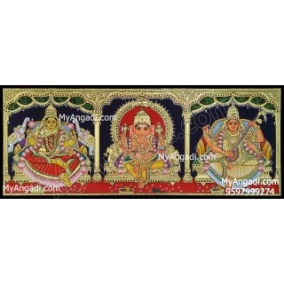 Ganesha Lakshmi Saraswathi Tanjore Painting