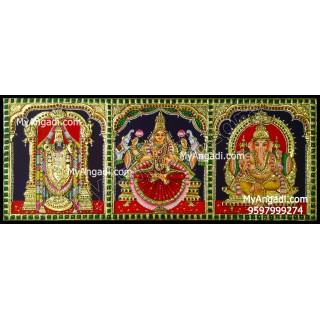 Ganesha Lakshmi Balaji Tanjore Painting