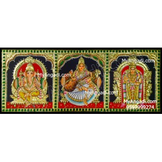 Ganesha Murugan Saraswathi Tanjore Painting