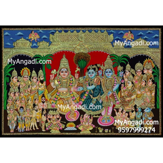 Girija Kalyanam - Shiva Parvati Kalyanam Wedding - Tanjore Painting Girija Kalyanam - Shiva Parvati Kalyanam Wedding - Tanjore Painting