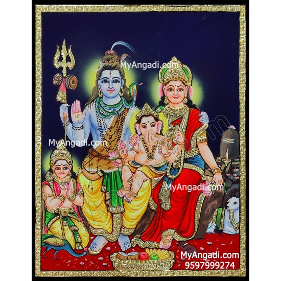 Shiva Family Tanjore Painting Shiva Family Tanjore Painting