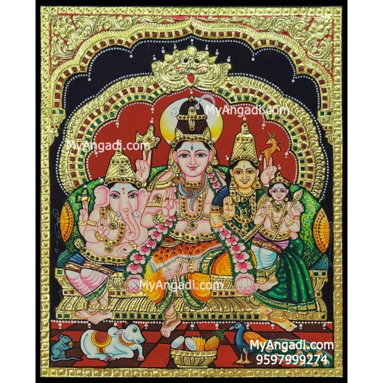 Shiva Family Tanjore Painting Shiva Family Tanjore Painting