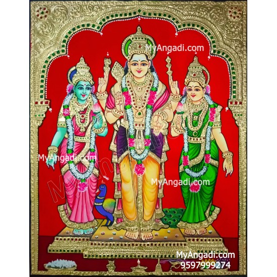 Murugan Valli Deivanai Tanjore Painting