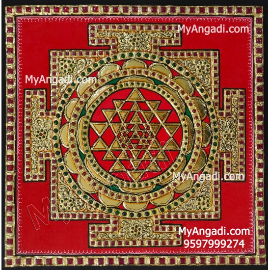Sri Chakram Tanjore Painting Sri Chakram Tanjore Painting
