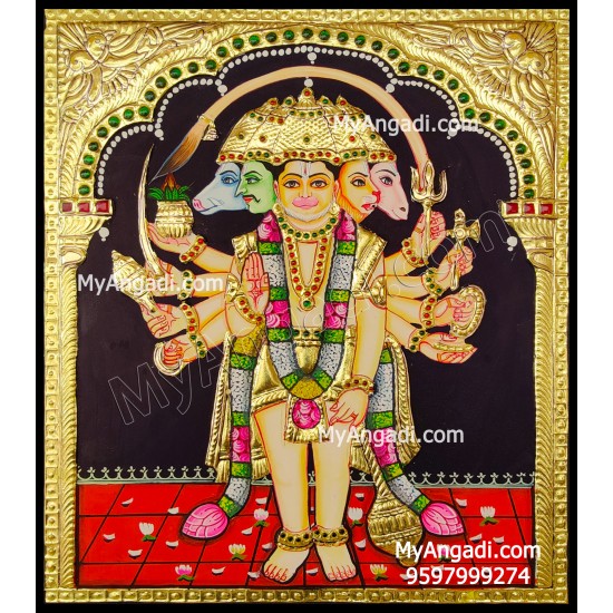 Panchamuga Hanuman Tanjore Painting