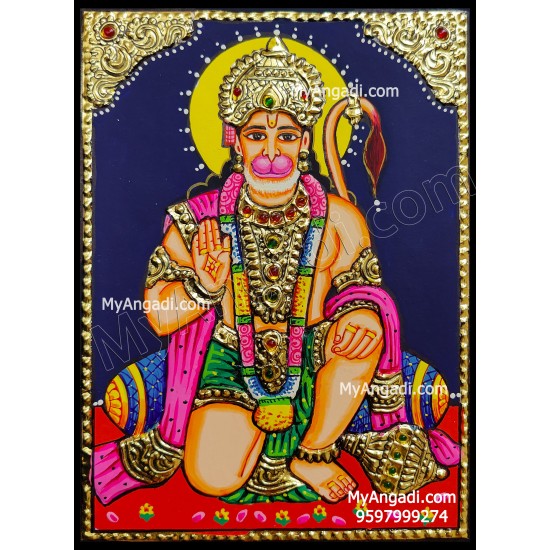 Lord Hanuman Small Size Tanjore Painting