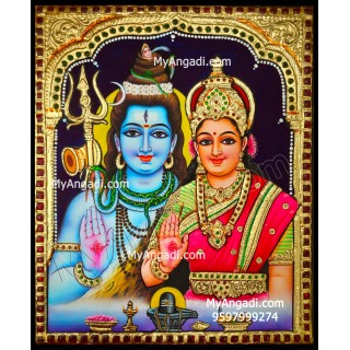 Shiva and Parvathi Devi Tanjore Paintings