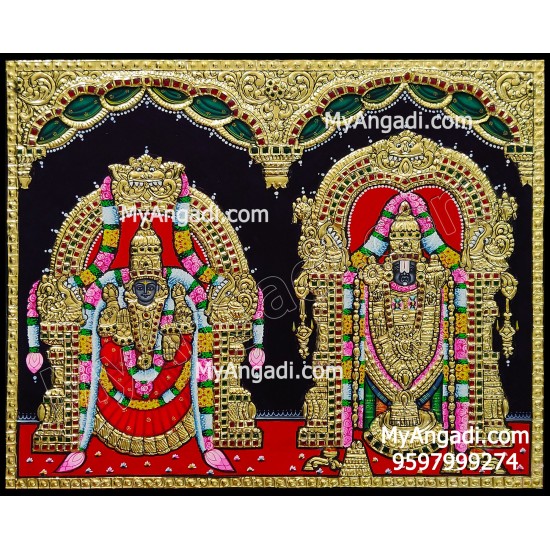 Balaji Thayar Tanjore Painting, Balaji Thayar Tanjore Paintings Online, Buy Balaji  Padmavathi Thayar Tanjore Painting