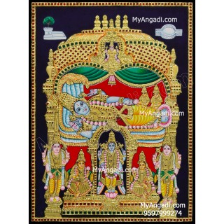 Ranganathar with Sri Devi and Bhu Devi Tanjore Painting