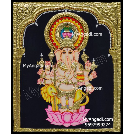 Kan Drishti Ganesha Tanjore Painting