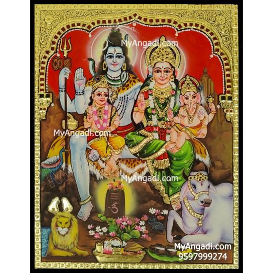 Shiva Family Tanjore Painting Shiva Family Tanjore Painting