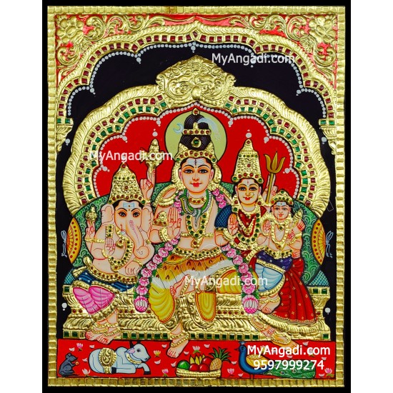 Shiva Family Tanjore Painting Shiva Family Tanjore Painting