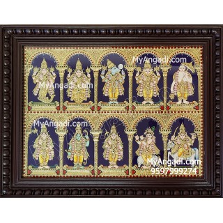 Dasavatharam Tanjore Painting, Vishnu Avatharam Tanjore Painting