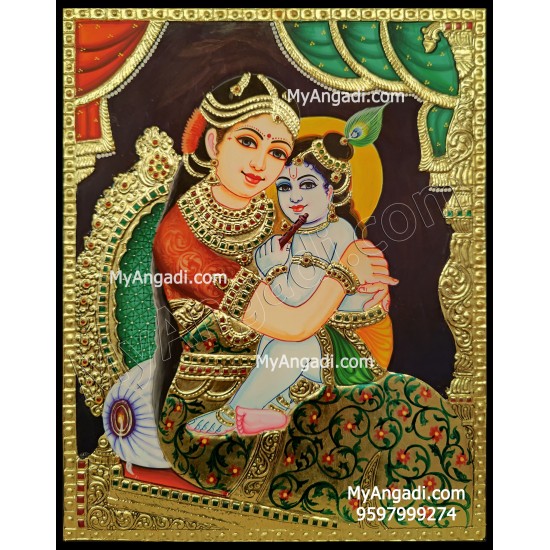 Yasodha Krishna Tanjore Painting, Krishna Tanjore Painting