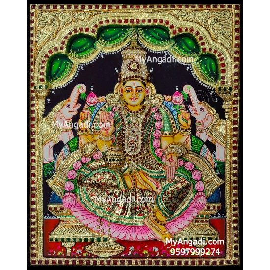 3D Gajalakshmi Tanjore Painting