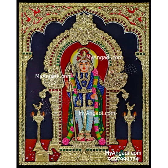 Palani Raja Alankara Murugan Tanjore Painting