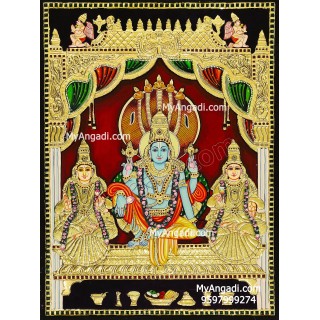 Vishnu Sri Devi Bhoo Devi Tanjore Painting