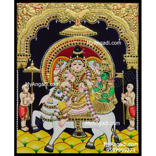 Pradosha Shivan Parvathi Tanjore Painting